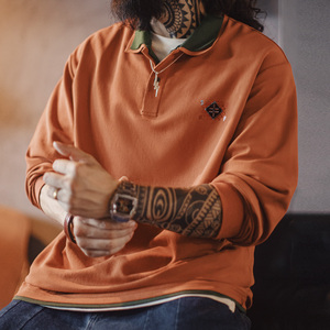 Sudadera Maden para Hombre, Polo, Tallas Grandes, Estilo Retro, Colorblock, Ropa de Trabajo, Camisa Henley Navajo de Manga Larga, Jersey de Punto, Otoño, RTS - Product Image 3