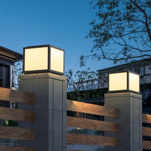 Moderno esterno IP65 impermeabile cancello quadrato recinto <span class=keywords><strong>giardino</strong></span> Post E27 in alluminio nero Villa pilastro luce cortile - Product Image 1