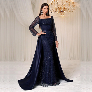 Damen Ballkleid Abendkleider Pailletten Patchwork Satin mit Bischofärmeln Satin-Stoff Übergröße Elegantes Abendkleid - Product Image 1