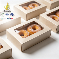 Boîte à donuts en carton kraft transparente, écologique, recyclable, en gros, personnalisable, écologique pour les boulangeries et les cafés