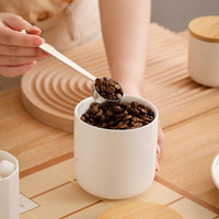 Bocal à café hermétique en céramique avec couvercle en bambou et joint en silicone, 300, 600, 800, 1000 ml, en porcelaine blanche, pour le stockage du thé dans la cuisine