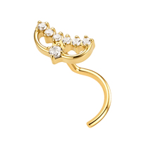 Piercing de nez en titane G23 courbé en S, 20G, incrusté de CZ, bijou de piercing pour narine, hypoallergénique, pour femme