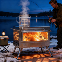 Poêle à bois d'extérieur pour tente, portable avec tuyau de cheminée pour la cuisine, le camping, la randonnée, la pêche, la randonnée à pied