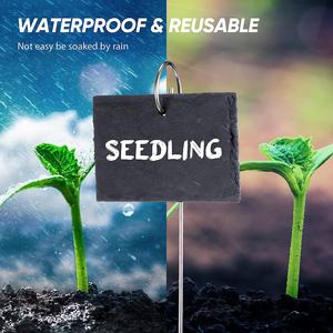 Étiquettes de plantes en <span class=keywords><strong>ardoise</strong></span> naturelle réutilisables et résistantes aux intempéries personnalisables étiquettes suspendues tige en métal pots de lit de fleurs de jardin jardinières herbe usagée - Product Image 3