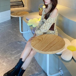Simple Modern Milk Tea Shop Wall-mounted Log Small Round <strong>Table</strong> Coffee Wall-mounted <strong>Table</strong> Holder <strong>Black</strong> <strong>Side</strong> <strong>Table</strong> - Product Image 3