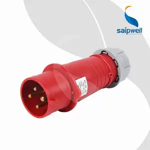 SAIPWELL Waterproof Electrical Industrial Plug and Socket 4P 32A Red Industrial Male Connector IP44 380-415V Electrical Plug