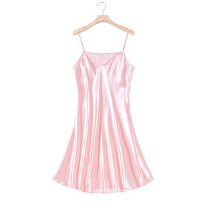Wholesale Ladies Sexy Silk Satin Night Dress <b>Sleeveless</b> <b>Nighties</b> V-neck Nightgown Nightdress Plus Size Sleepwear Nightwear for - Product Image 4