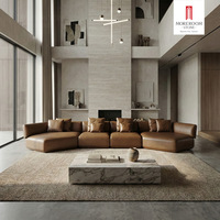 Canapé en cuir chocolat, ensemble de meubles de salon moderne, canapé modulaire minimaliste, 4 places, design luxueux
