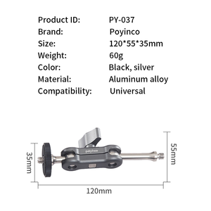 Phổ có thể điều chỉnh <span class=keywords><strong>Mini</strong></span> ma thuật cánh tay với Dual bóng đầu có khớp nối 1/4 "vít cho <span class=keywords><strong>tripod</strong></span>/LED ánh sáng/màn hình/điện thoại Clip - Product Image 2