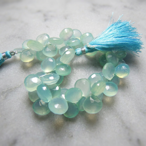 Cuentas Sueltas de Calcedonia Aqua Facetadas en Forma de Corazón, 12x12MM, Color Azul Natural, Calidad Superior, 8 Pulgadas, Venta al Por Mayor - Product Image 3