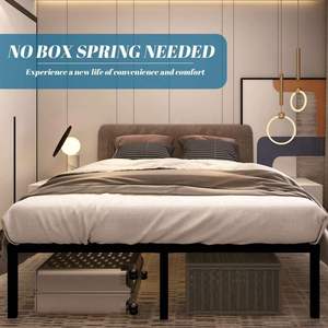 WEKIS Double Vintage Industrial Metal Steel Hostel Queen King Size <b>Platform</b> <b>Bed</b> <b>Frame</b> Base - Product Image 3