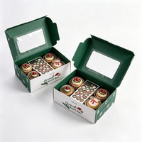 Boîte d'emballage pour cupcakes avec fenêtre transparente, 4 ou 6 pièces, boîte à gâteaux portable avec fenêtre pour sauce, boîte à desserts
