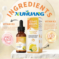Gouttes de Vitamine D3 + K2 pour la Santé des Adultes, Renforce le Système Immunitaire, Soutient la Solidité des Os, 60 ml, Améliore la Densité Osseuse