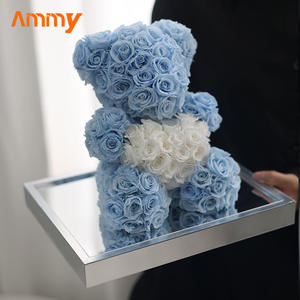 AM-PFE37A Ammy préservé Rose ours en peluche pantoufles petit ours en peluche acrylique amour coffrets cadeaux pour présent Ours rose éternel - Product Image 6