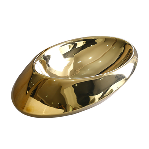 时尚特殊形状光泽桌面水槽碗皇家金色艺术盆浴室洗手盆 - Product Image 5