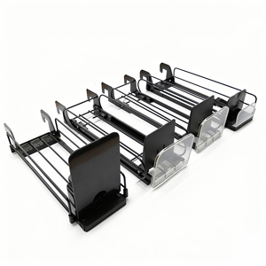 Système de poussoir automatique pour étagères métalliques suspendues à voie unique pour supermarchés - Product Image 1