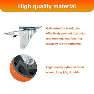 4-Zoll Schwerlast-<span class=keywords><strong>PU</strong></span>-Rolle mit Bremse und Drehenden Rollenrädern mit Doppelschloss und Lagern für Möbel, Werkbögen, Karren - Product Image 5