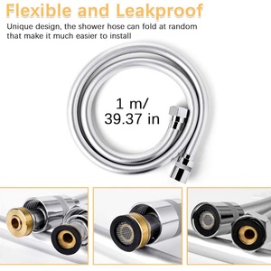 G1/2" Fit PVC Smooth Shower Hose Flexible Anti-Kink Handheld Shower <b>Head</b> Hose with Metal Connections Flexible PVC Shower Hose - Product Image 4