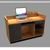 Petit bureau de réception moderne à LED pour salon de beauté, comptoir de réception antique, en bois massif