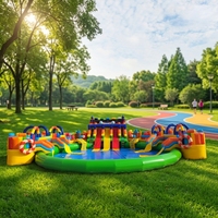 Parc aquatique gonflable écologique avec toboggan et piscine, aire de jeux aquatique extérieure commerciale, matériau PVC, taille et couleur personnalisables