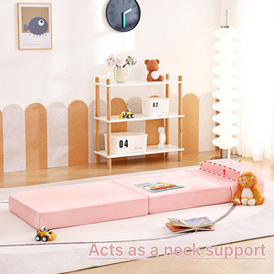 Children's Foldable Mattress <b>Pink</b> Soft Cushion Bed For Kids Sleeping Playroom Use - Product Image 3
