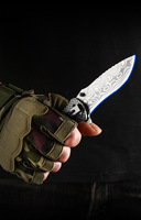 Hochwertiges Taschenmesser mit Damaszener Stahlklinge und Olivenholzgriff für Outdoor, Camping, Taktik und Jagd, DIY OEM Anpassbar