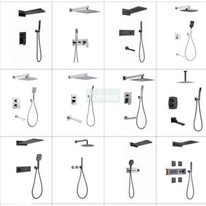 Sistema de Ducha Moderno con Pantalla LED Digital, Válvula Mezcladora Termostática, Mezclador de Doble Cabezal, Latón Empotrado en la Pared, Chorro de Lluvia - Product Image 3