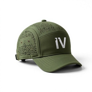 Casquette de baseball personnalisée pour femme, vert mousse, 5 panneaux, découpée au laser, profil moyen, structurée, avec impression de logo numérique, vente en gros - Product Image 1