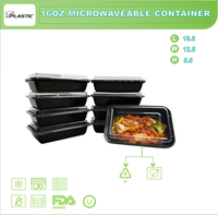 Conteneur alimentaire réutilisable en plastique PP de 16 oz, qualité alimentaire, micro-ondable, empilable, anti-fuite, pour nouilles, gâteaux, salades