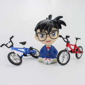 Detective Conan Glasses Boy Mini Bicycle Figurine Cake Topper Birthday Decoration Plastic Reusable - Product Image 1