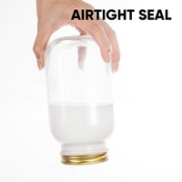 Bocaux en verre Mason à large ouverture de 32 oz (1000 ml) avec couvercle hermétique en métal doré