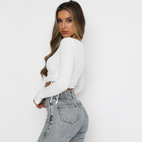 T-shirts pour femmes à manches longues, coupe ajustée, en jersey de coton élasthanne respirant, style décontracté printemps-automne, impression personnalisée