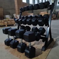 Ensemble d'haltères hexagonales en caoutchouc de haute qualité avec noyau en fonte sans poids pour la musculation et l'utilisation avec un support d'haltères