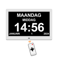 Cadre photo numérique de haute qualité 10,1 pouces avec horloge de bureau Wi-Fi pour personnes âgées atteintes de la maladie d'Alzheimer et de la démence, mouvement électronique