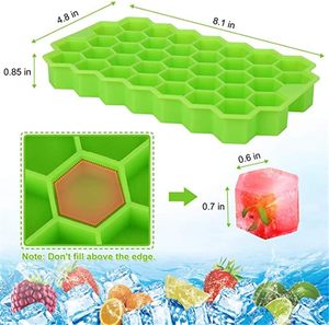 Molde para Cubitos de Hielo de Alta Calidad, 37 Cavidades, Diseño de Panal de Abeja, Bandeja para Cubitos de Hielo Hexagonales con Tapa de Silicona, Libre de BPA - Product Image 5