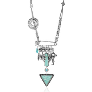 Kaimei Nieuwe Aankomst Mode Sieraden <span class=keywords><strong>Retro</strong></span> Bohemien Natuurlijke Turquoise Stenen Ketting <span class=keywords><strong>Retro</strong></span> Splitsen Geometrische Edelsteen Ketting - Product Image 5