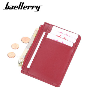 Porte-cartes pour femme Baellerry en cuir PU rouge, texture tissée, fermeture éclair, étui compact pour cartes de crédit, usage quotidien - Product Image 2