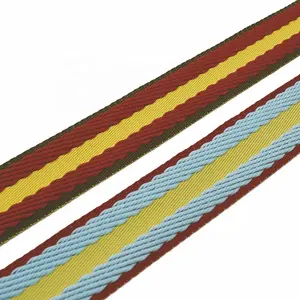 1.5" RPET Recycled polyester stripe webbing eco-friendly cotton ribbon tapes