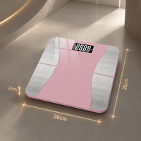 Báscula Inteligente Bluetooth para Grasa Corporal, Rosada, de Vidrio Templado, 180 kg, Alta Precisión, Digital, Electrónica, para el Hogar
