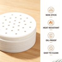 Feuilles de cuisson vapeur en silicone perforées, ustensile de cuisine antiadhésif résistant à l'huile, papier rond jetable pour dim sum