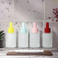 Flacon compte-gouttes de sérum vide de cylindre en verre dépoli avec compte-gouttes coloré pour huile essentielle