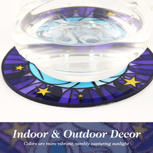 Customizable Stained Glass Art Divination Style Starry Sky Patterns Glass <b>Coaster</b> 10cm 4mm Thick <b>Heat</b> Resistant Hot Drink Mat - Product Image 5