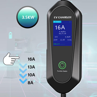 Chargeur EV portable 3.5KW 7KW Type 1 2.8 pouces Station de charge pour véhicule électrique 32A Type 2