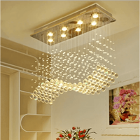 Grand éclairage de luxe de haute qualité Salle à manger rectangulaire K9 Cristal Spirale Goutte de pluie Lustre à led moderne Suspension