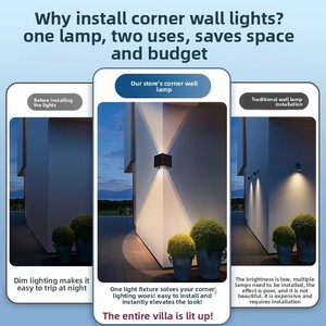Lámpara de Pared LED Solar Cuadrada Impermeable IP65 2700K para Jardín Exterior, Patio, Valla, Esquina, NJ-B032 - Product Image 4