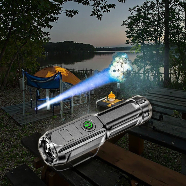 High Power USB Rechargeable LED Flashlight Waterproof Outdoor Tactical Hunting & Fishing Searchlight for Camping