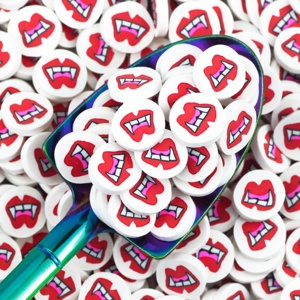 HENGXIN 5mm 10mm Halloween rouge lèvre <span class=keywords><strong>dents</strong></span> pointues <span class=keywords><strong>Vampire</strong></span> polymère argile tranches pour Slime remplissage coque <span class=keywords><strong>de</strong></span> téléphone décoration - Product Image 5