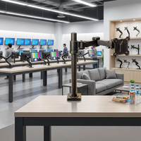 Bras de moniteur simple à réglage ergonomique et mouvement complet, avec fixation à pince en C et base à œillet, pour écrans de 17 à 32 pouces – Meilleure vente