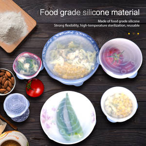 6 أواني مطبخ زرقاء مقاومة للتسرب قابلة لإعادة الاستخدام من السيليكون قابلة للتمدد ، أواني مطبخ بغطاء لتخزين الطعام - Product Image 3