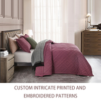 Literie matelassée de luxe bordeaux à motif géométrique ultrasonique, température constante, couleur personnalisée, pour usage moderne